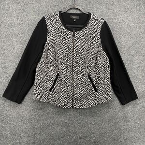 Talbots Blazer Jacket Womens 16WP Black Full Zip Long Sleeve Office Evening